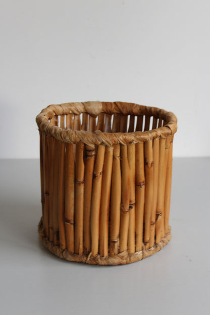 Bamboo Wicker Waste Paper Basket - Kernow Furniture