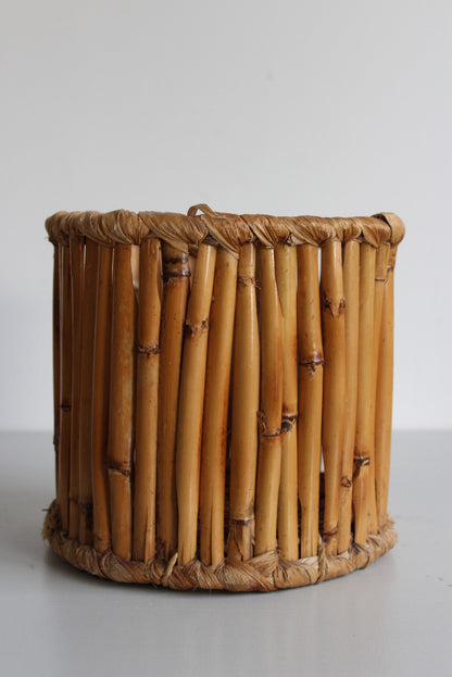 Bamboo Wicker Waste Paper Basket - Kernow Furniture