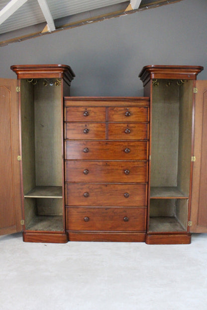 Antique Victorian Mahogany Compactum Wardrobe - Kernow Furniture