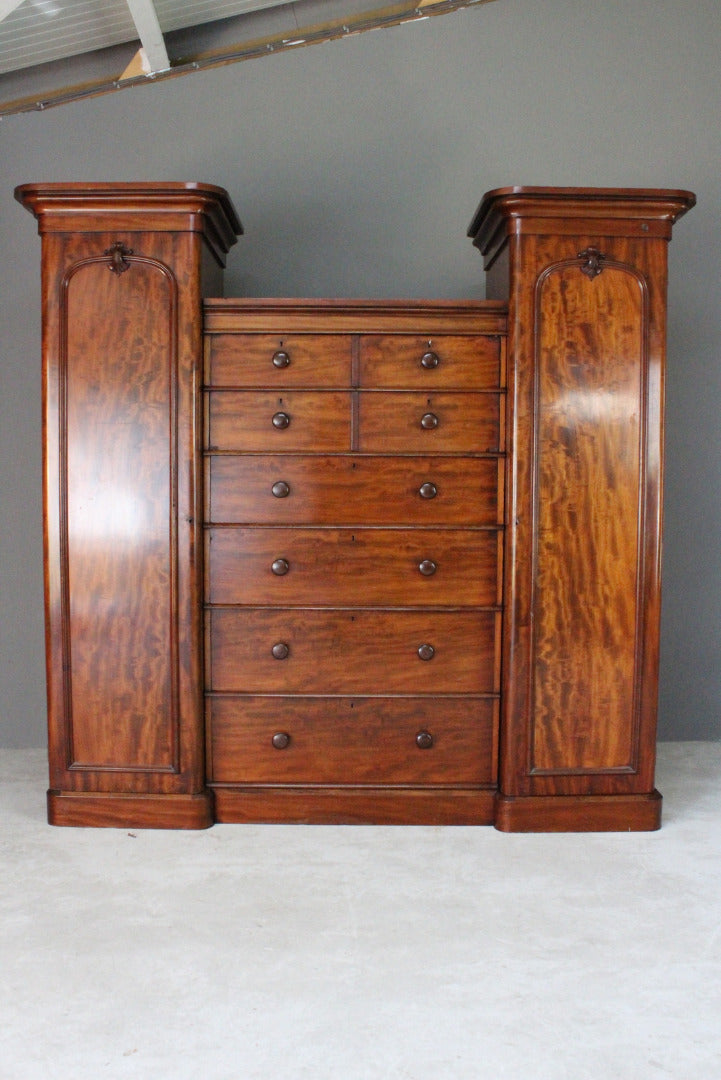 Antique Victorian Mahogany Compactum Wardrobe - Kernow Furniture