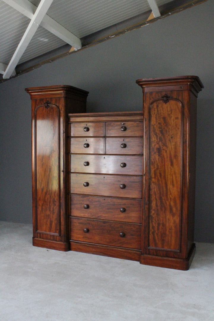 Antique Victorian Mahogany Compactum Wardrobe - Kernow Furniture