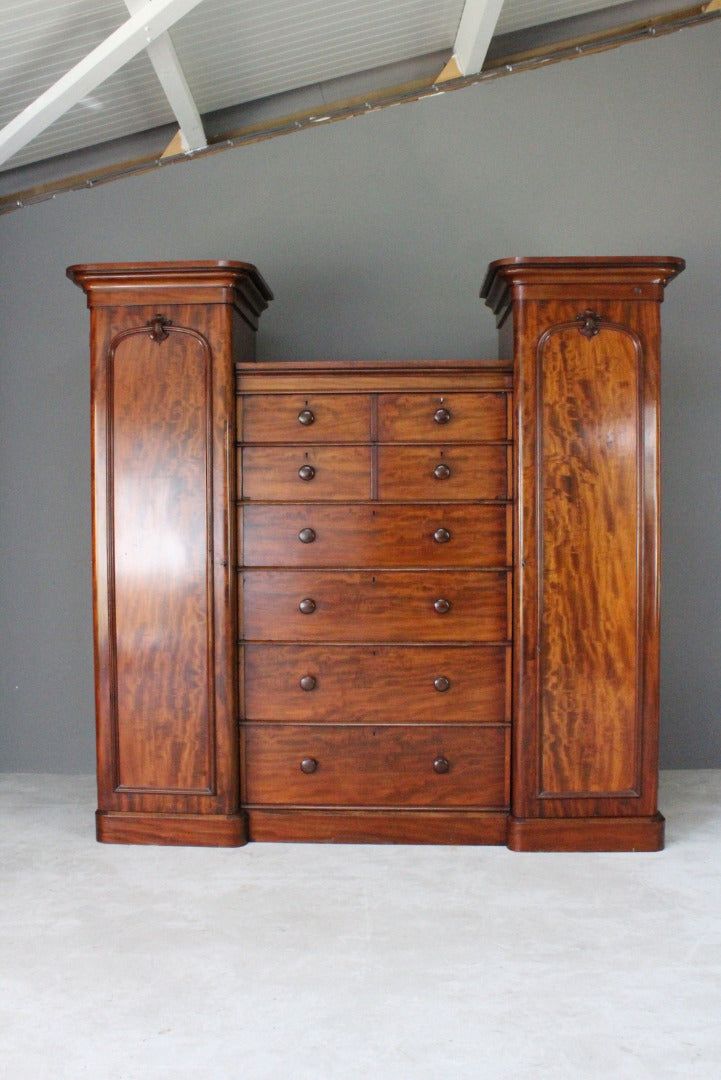 Antique Victorian Mahogany Compactum Wardrobe - Kernow Furniture