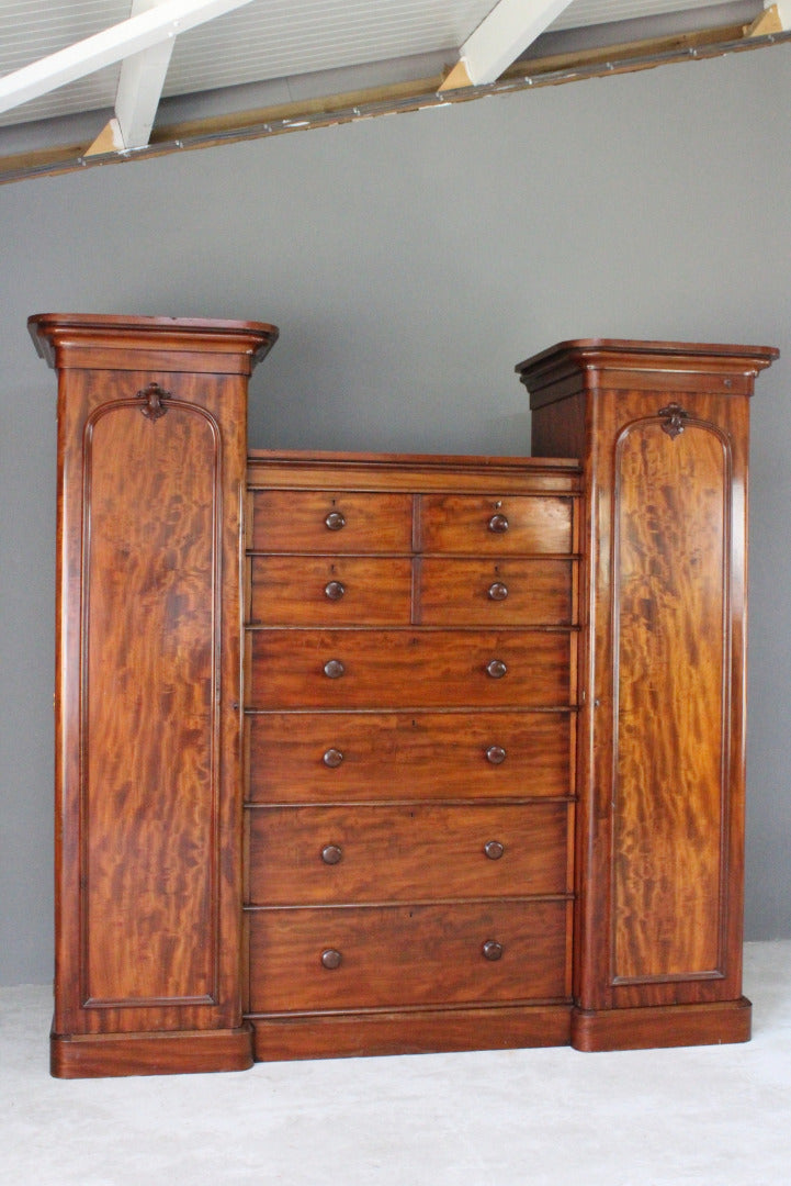 Antique Victorian Mahogany Compactum Wardrobe - Kernow Furniture