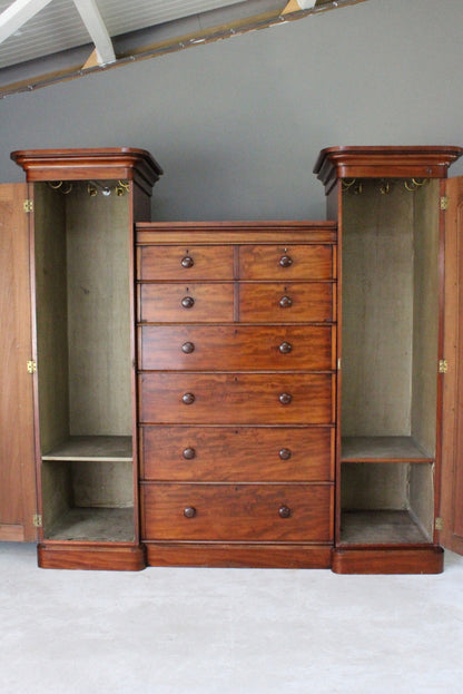 Antique Victorian Mahogany Compactum Wardrobe - Kernow Furniture