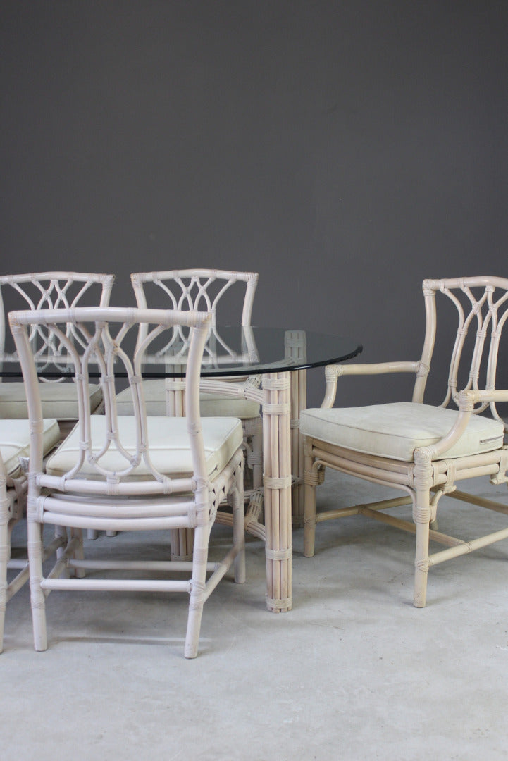 Glass & Cane Dining Table & Chairs - Kernow Furniture
