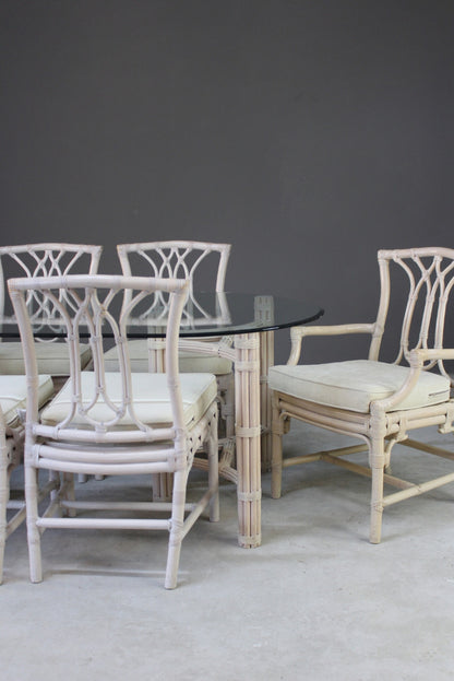 Glass & Cane Dining Table & Chairs - Kernow Furniture