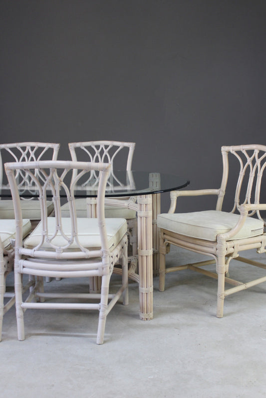 Glass & Cane Dining Table & Chairs - Kernow Furniture