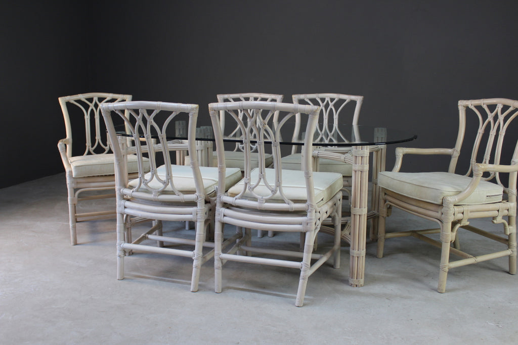 Glass & Cane Dining Table & Chairs - Kernow Furniture