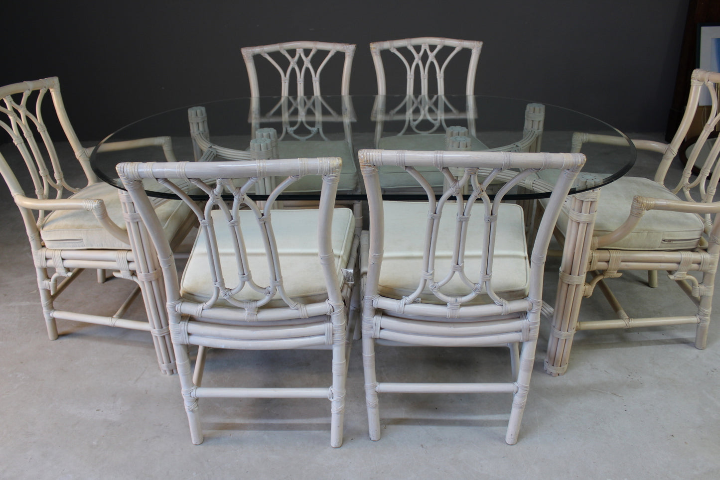Glass & Cane Dining Table & Chairs - Kernow Furniture