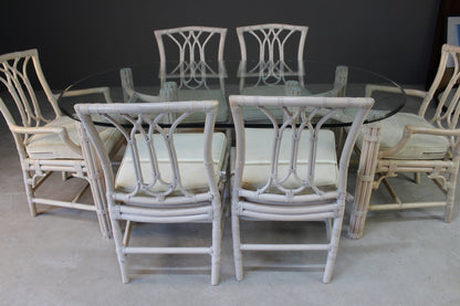 Glass & Cane Dining Table & Chairs - Kernow Furniture
