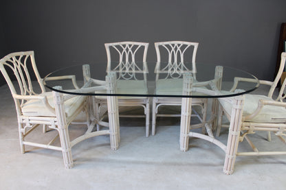 Glass & Cane Dining Table & Chairs - Kernow Furniture
