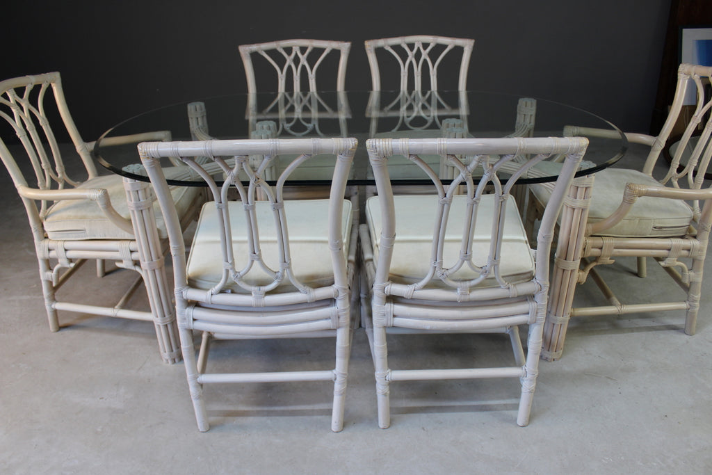 Glass & Cane Dining Table & Chairs - Kernow Furniture