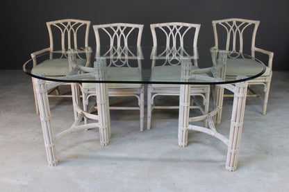 Glass & Cane Dining Table & Chairs - Kernow Furniture