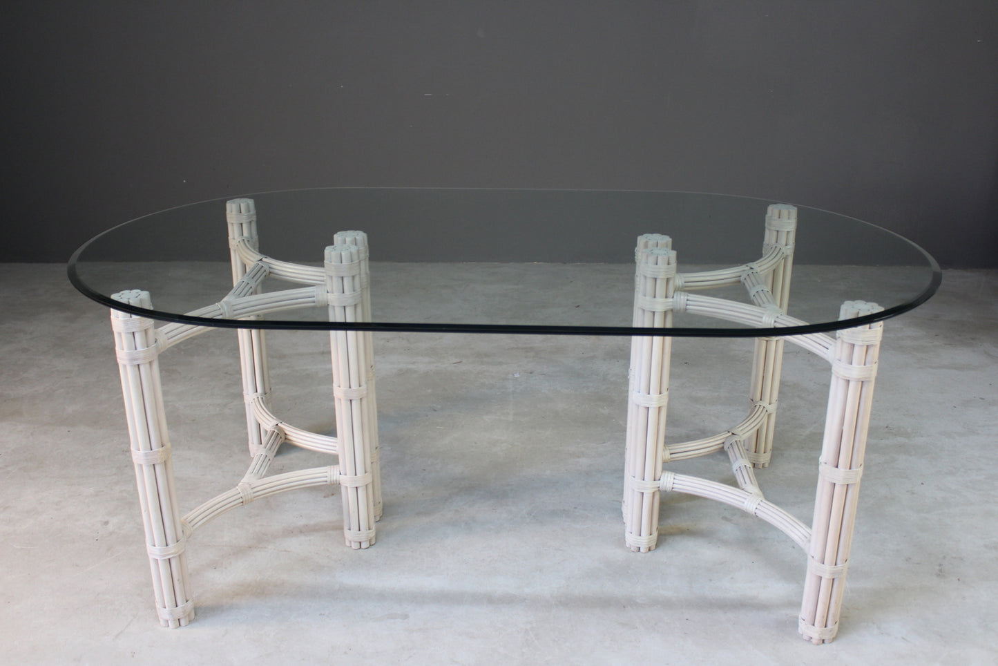 Glass & Cane Dining Table & Chairs - Kernow Furniture