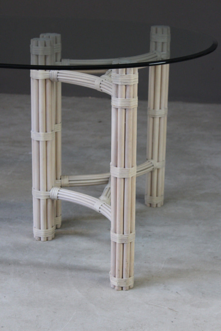Glass & Cane Dining Table & Chairs - Kernow Furniture