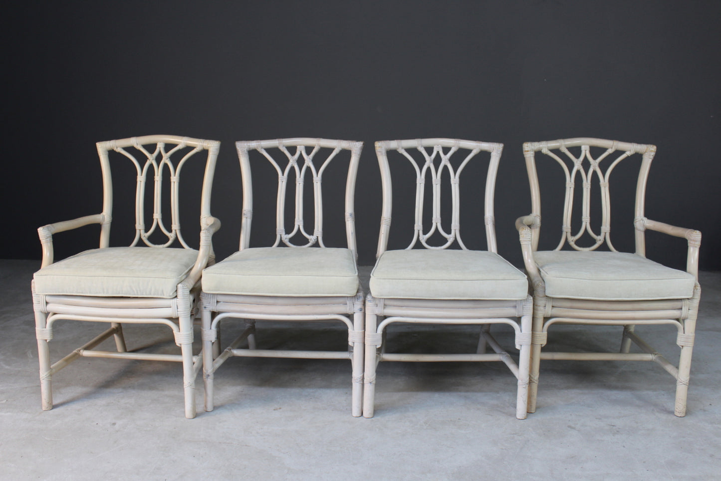 Glass & Cane Dining Table & Chairs - Kernow Furniture