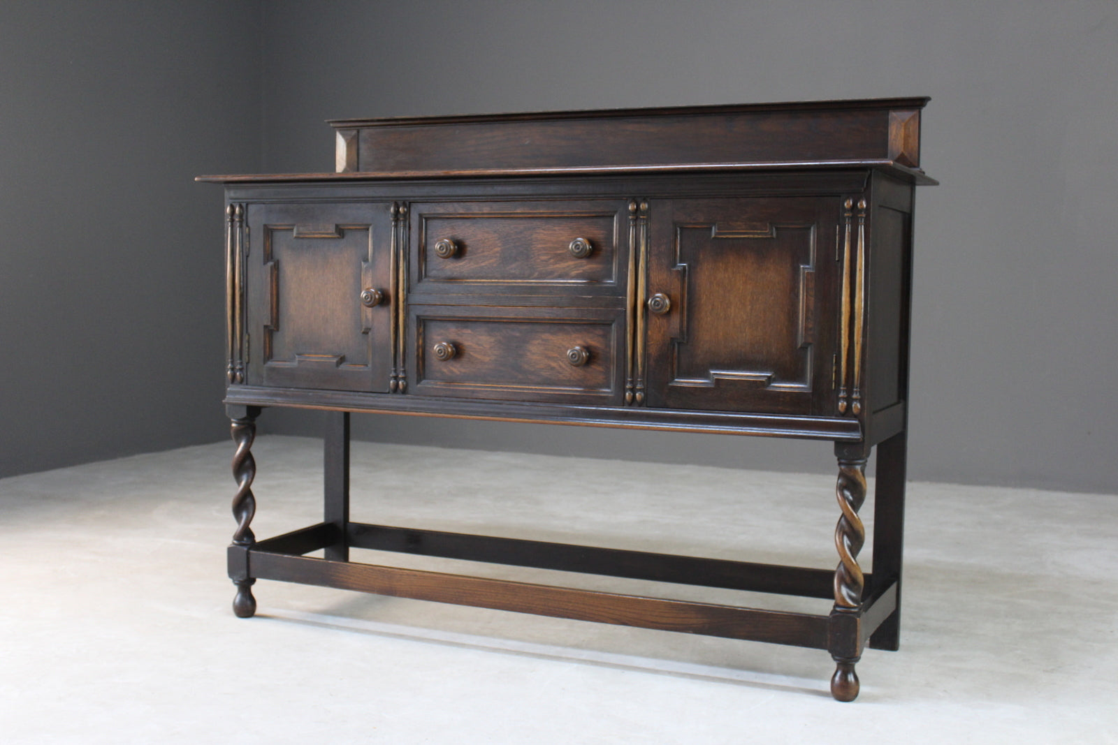 1920s Dark Oak Sideboard James Shoolbred Co Kernow Furniture