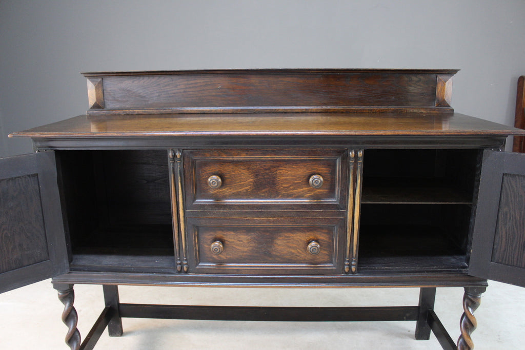 1920s Dark Oak Sideboard - James Shoolbred & Co - Kernow Furniture