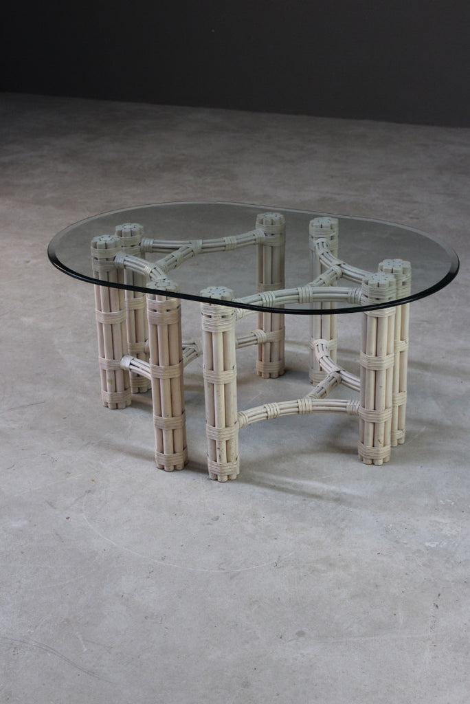 Glass & Cane Oval Coffee Table - Kernow Furniture