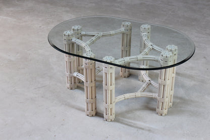 Glass & Cane Oval Coffee Table - Kernow Furniture