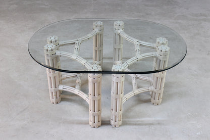 Glass & Cane Oval Coffee Table - Kernow Furniture