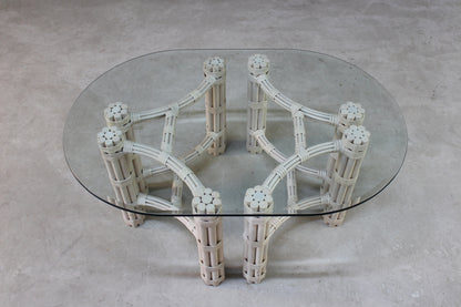 Glass & Cane Oval Coffee Table - Kernow Furniture