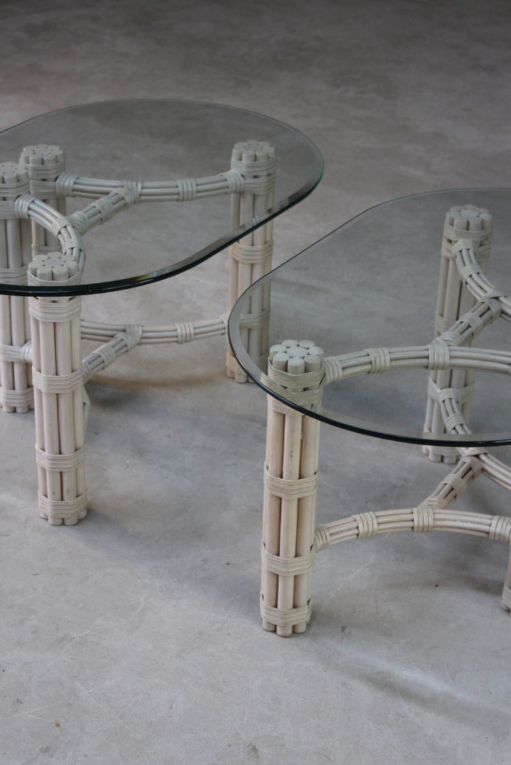 Pair Glass & Cane Side Tables – Kernow Furniture
