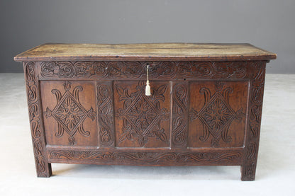 Antique Carved Oak Coffer - Kernow Furniture