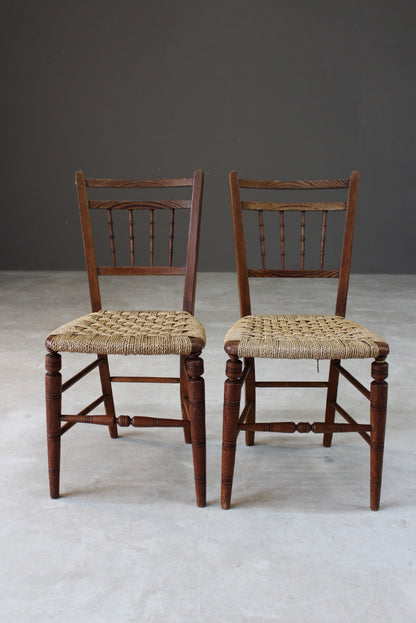 Pair Elm Sisal Seat Occasional Chairs - Kernow Furniture