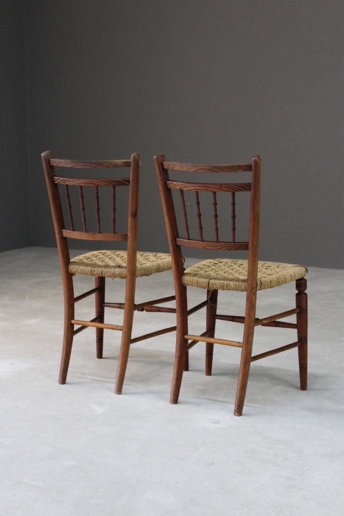 Pair Elm Sisal Seat Occasional Chairs - Kernow Furniture