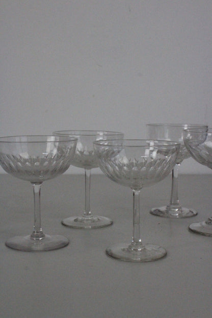 5 Vintage Champagne Coupe Glasses - Kernow Furniture