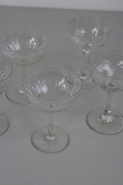 5 Vintage Champagne Coupe Glasses - Kernow Furniture