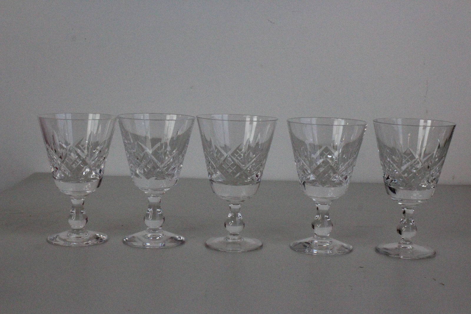 5 Cut Glass Wine Glasses - Kernow Furniture