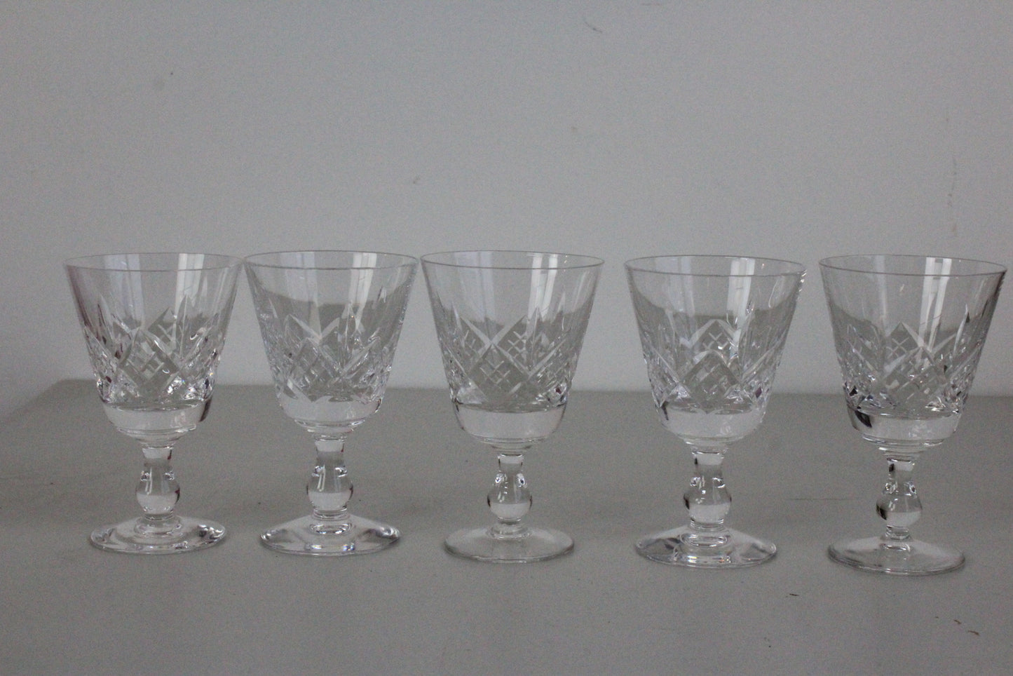 5 Cut Glass Wine Glasses - Kernow Furniture