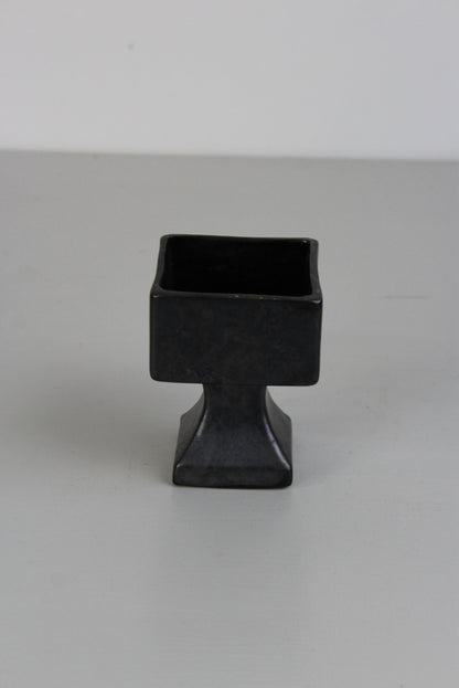 Vintage Ceramic Black Glazed Pot - Kernow Furniture