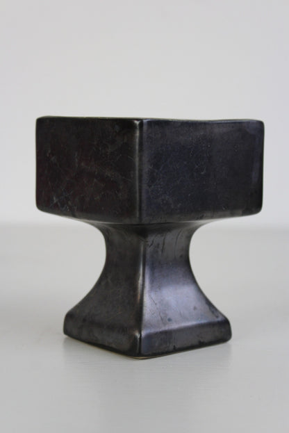 Vintage Ceramic Black Glazed Pot - Kernow Furniture