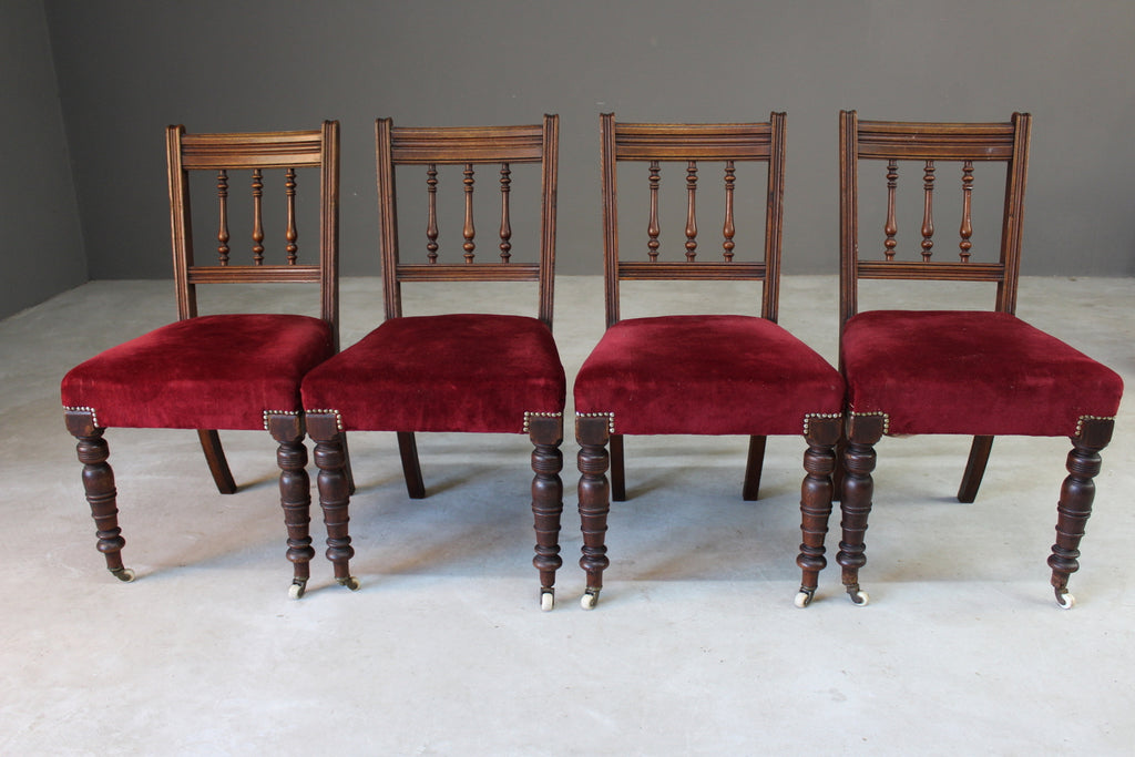 4 Antique Victorian Oak Dining Chairs - Kernow Furniture