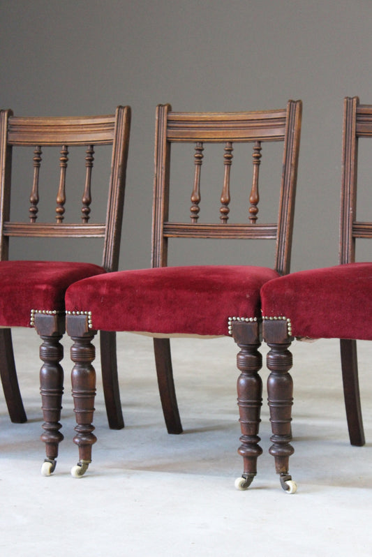 4 Antique Victorian Oak Dining Chairs - Kernow Furniture