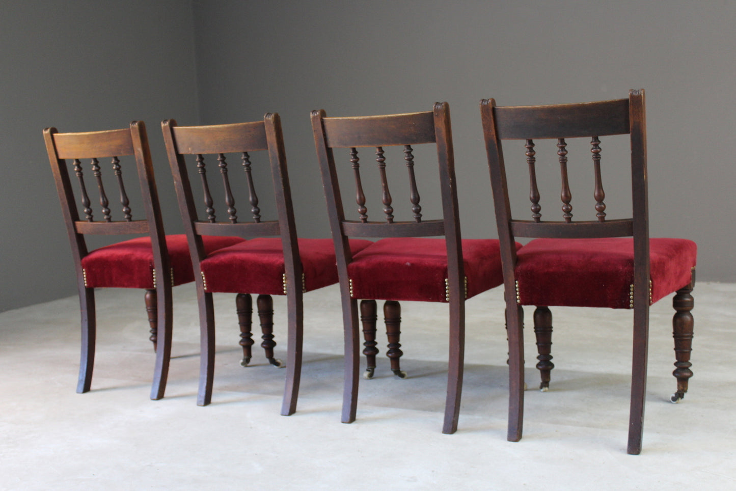 4 Antique Victorian Oak Dining Chairs - Kernow Furniture