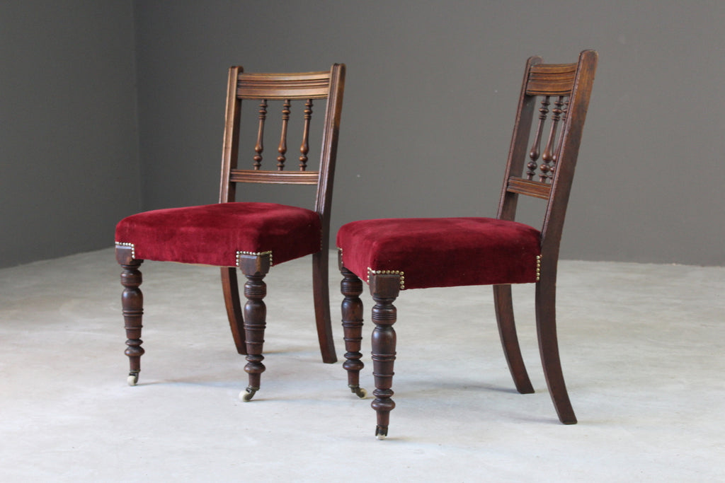 4 Antique Victorian Oak Dining Chairs - Kernow Furniture