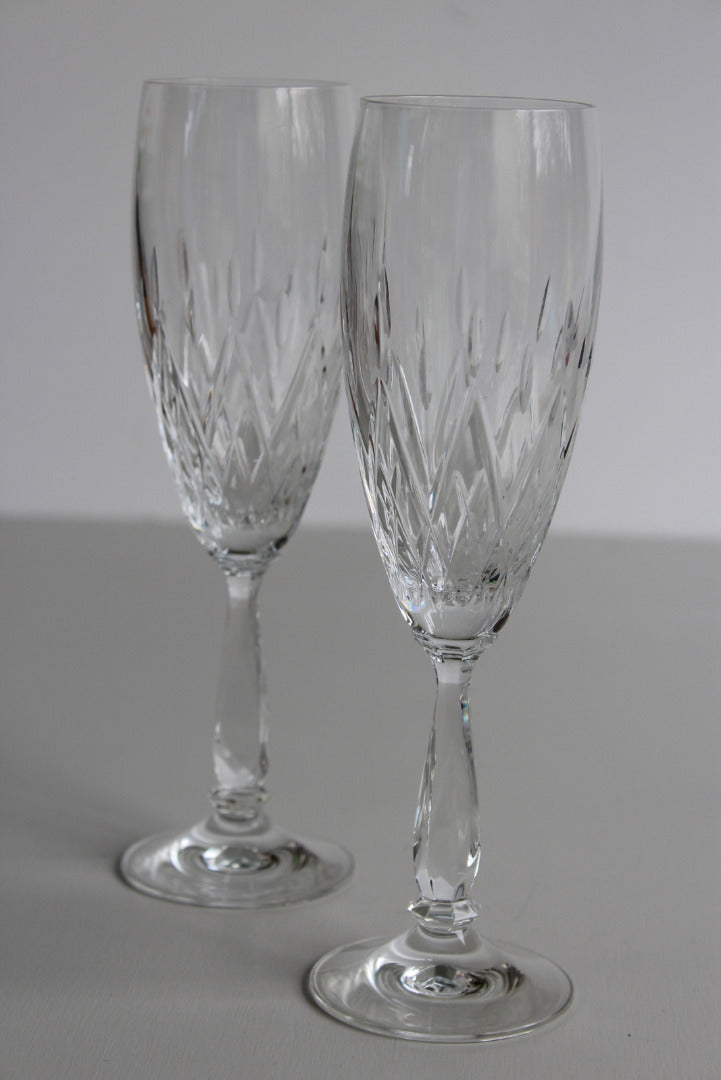 Pair Royal Albert Crystal Champagne Flutes - Kernow Furniture