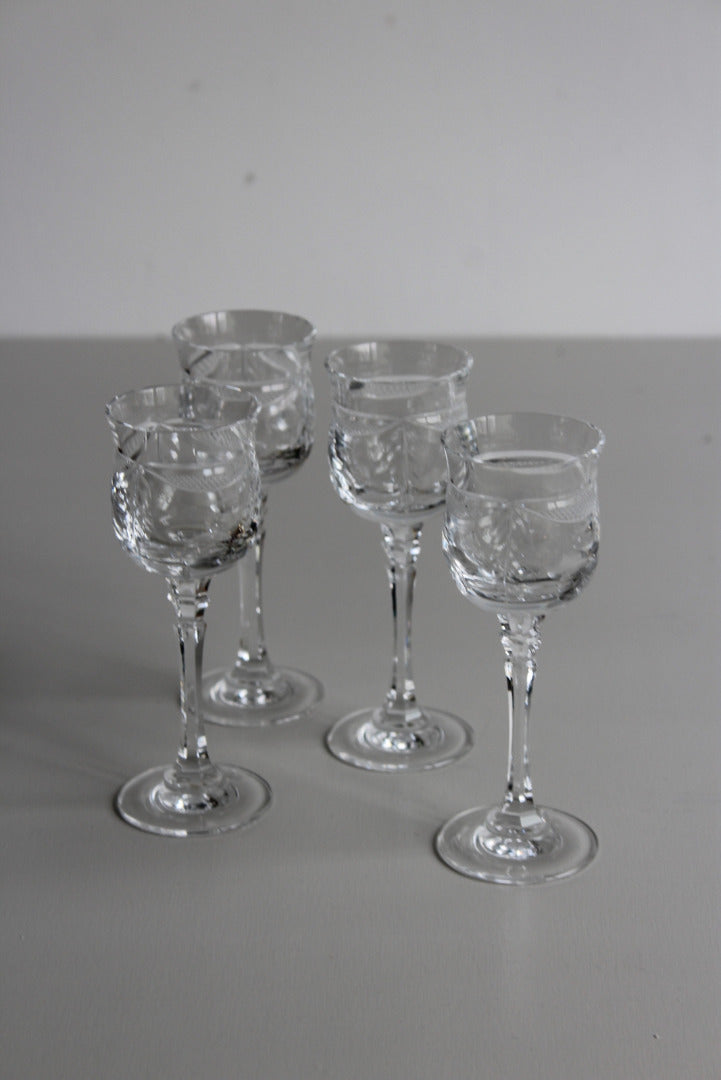 Set 4 Quality Cut Glass Port Glasses - Kernow Furniture