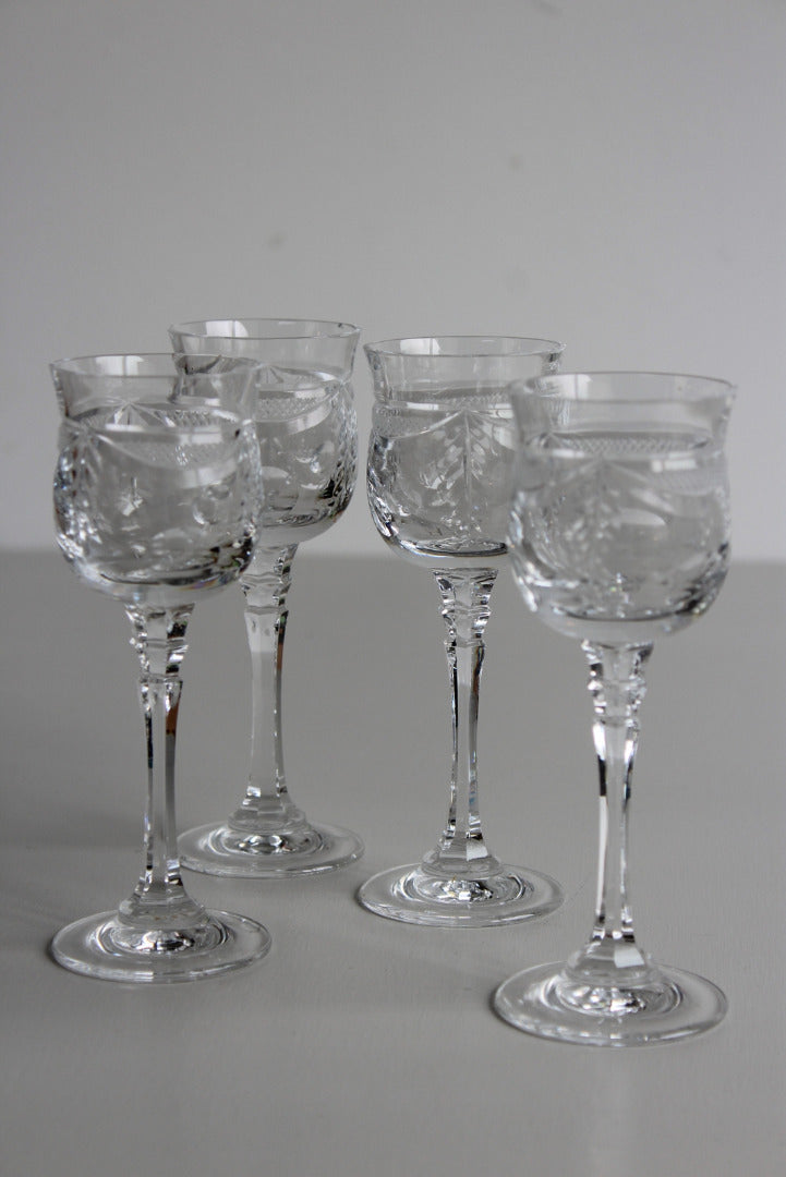 Set 4 Quality Cut Glass Port Glasses - Kernow Furniture