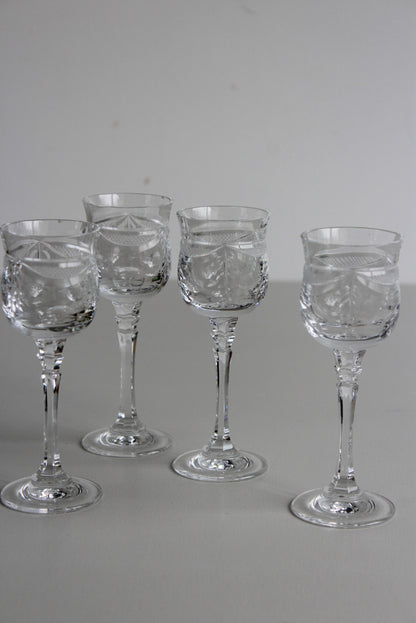 Set 4 Quality Cut Glass Port Glasses - Kernow Furniture