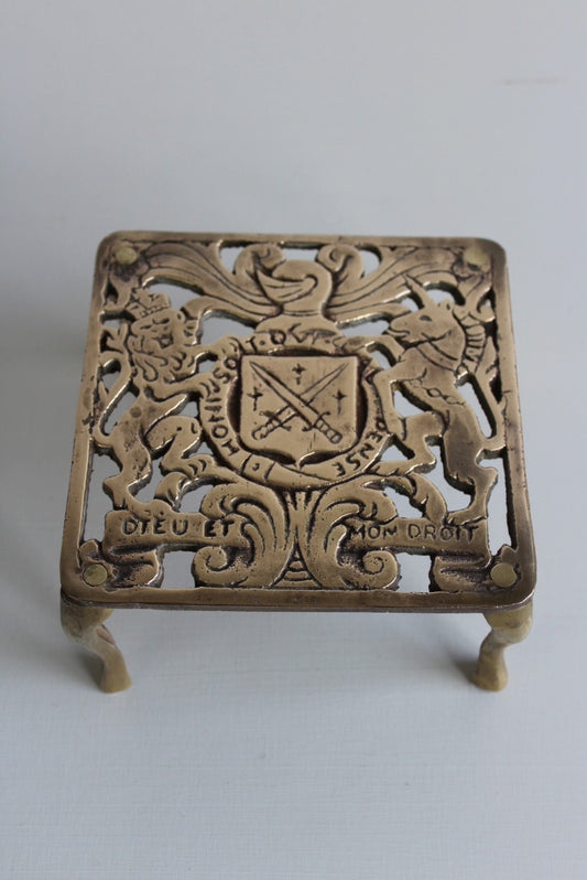 Vintage Brass Trivet Stand - Kernow Furniture