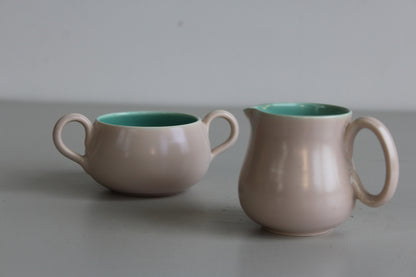 Vintage Poole Pottery Twintone Milk Jug & Bowl - Kernow Furniture