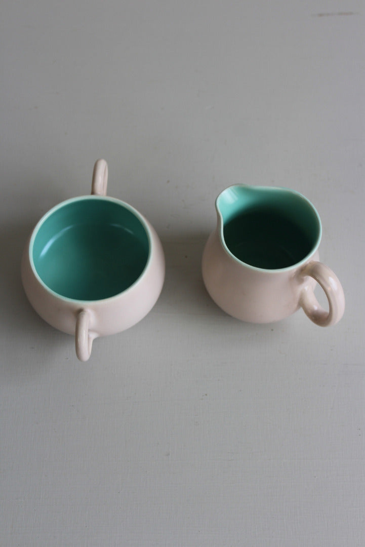 Vintage Poole Pottery Twintone Milk Jug & Bowl - Kernow Furniture