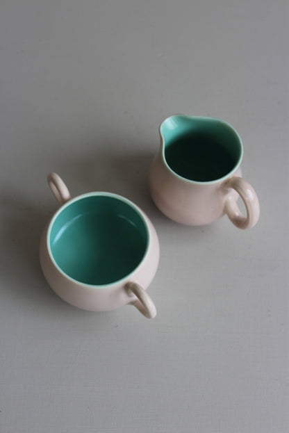 Vintage Poole Pottery Twintone Milk Jug & Bowl - Kernow Furniture