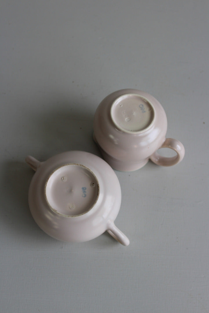 Vintage Poole Pottery Twintone Milk Jug & Bowl - Kernow Furniture