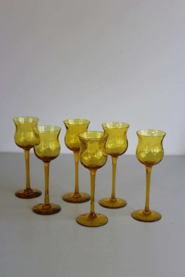 6 Amber Wine Glasses - Kernow Furniture